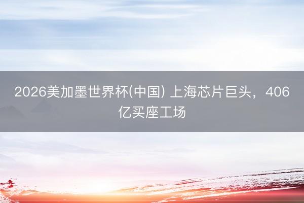 2026美加墨世界杯(中国) 上海芯片巨头，406亿买座工场