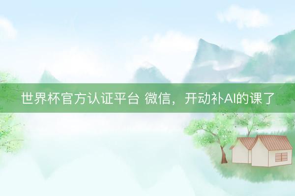 世界杯官方认证平台 微信，开动补AI的课了