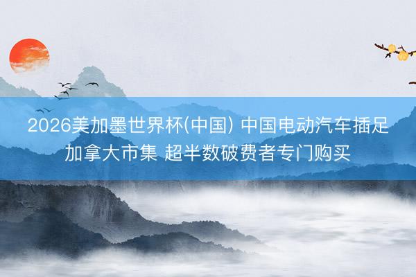 2026美加墨世界杯(中国) 中国电动汽车插足加拿大市集 超半数破费者专门购买