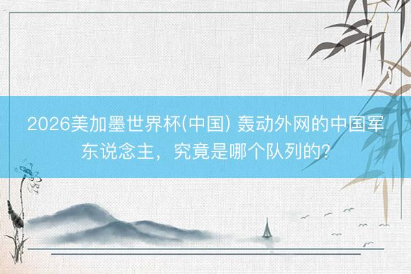 2026美加墨世界杯(中国) 轰动外网的中国军东说念主，究竟是哪个队列的？
