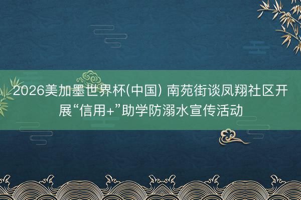 2026美加墨世界杯(中国) 南苑街谈凤翔社区开展“信用+”助学防溺水宣传活动
