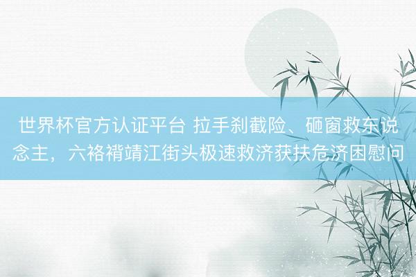 世界杯官方认证平台 拉手刹截险、砸窗救东说念主，六袼褙靖江街头极速救济获扶危济困慰问