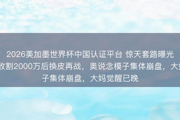 2026美加墨世界杯中国认证平台 惊天套路曝光！魔方TFI收割2000万后换皮再战，奥说念模子集体崩盘，大妈觉醒已晚