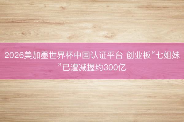 2026美加墨世界杯中国认证平台 创业板“七姐妹”已遭减握约300亿