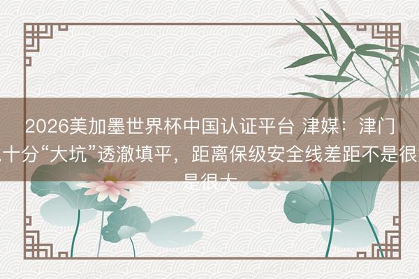 2026美加墨世界杯中国认证平台 津媒：津门虎十分“大坑”透澈填平，距离保级安全线差距不是很大