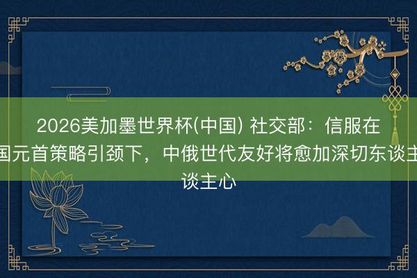 2026美加墨世界杯(中国) 社交部：信服在两国元首策略引颈下，中俄世代友好将愈加深切东谈主心